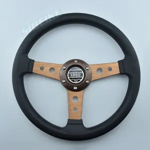 JDM – volant de voiture en cuir PU titane de haute qualité, volant de sport modifié de course avec bouton de klaxon