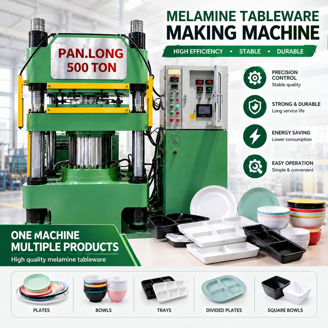 PANLONG Taiwan Advance Technology Automatic 500T Single Color Melamine Plates Making Machine for Hotel-specific Tableware