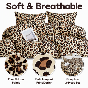 Poland Stock Luxury <b>Leopard</b> <b>Bedding</b> Set Cotton Sateen Animal Print Duvet Cover 160x200 200x220cm EU Dropshipping - Product Image 3