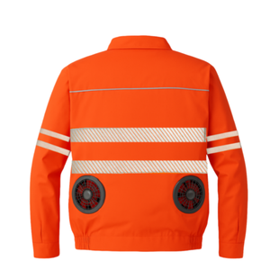 Hi Vis Long Sleeve <b>Cooling</b> Work Shirt Breathable Sweat Wicking Outdoor Safety <b>Jacket</b> with Fans - Product Image 2