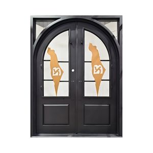 Pintu gerbang besi foto besi Modern desain pintu tunggal eksterior rumah hitam ganda gaya Perancis katalog pintu besi - Product Image 3