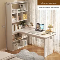 Bureau d'angle en bois de luxe avec bibliothèque intégrée, design moderne et luxueux pour la maison, la chambre à coucher, l'utilisation d'ordinateurs, le rangement de livres