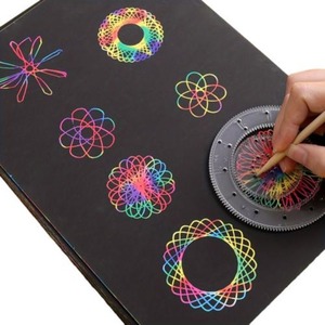 Grosir penggaris ajaib warna-warni Set lukisan goresan Puzzle menggambar mainan permainan otak - Product Image 6