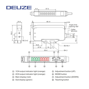 DEUZE FK61C2P3 Affichage numérique Série FK61 Capteur d'amplificateur à fibre optique à sortie à collecteur ouvert NPN/PNP avec détection à grande vitesse - Product Image 4
