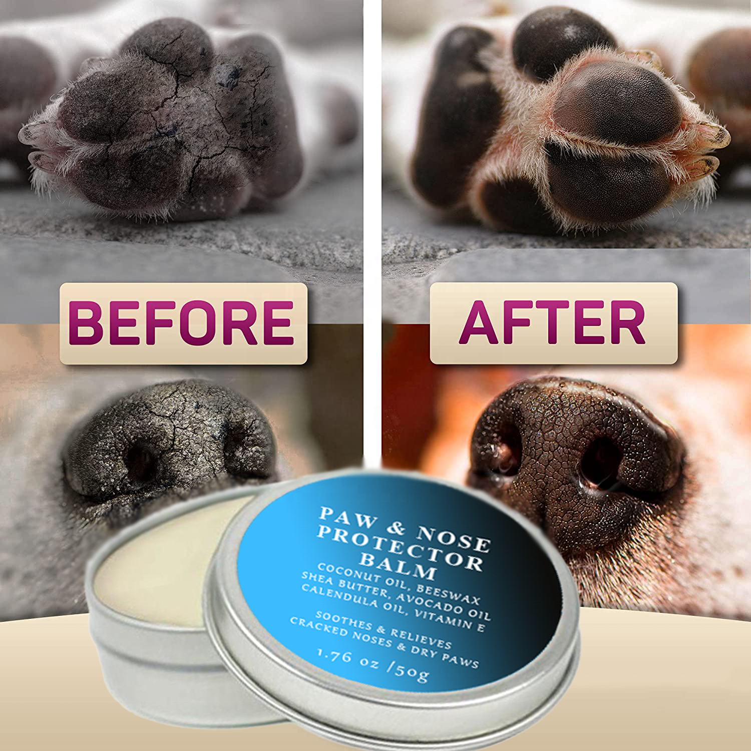 Natural Lick Safe Paw Balm for Dogs Reduce Irritation