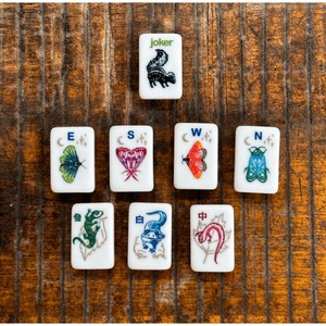 Juego de Fichas de Mahjong Americanas de Imitación de Madera, Grabadas y Pintadas a Mano, con Diseño de Zorro, Oso, Hongo, Flora y <span class=keywords><strong>Fauna</strong></span>, Listo para Enviar - Product Image 4