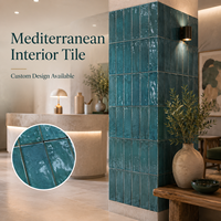 Carrelage mural en céramique ondulé de style nordique, vert, effet perle, fait main, 65x200mm, aspect Zellige, pour la décoration intérieure moderne