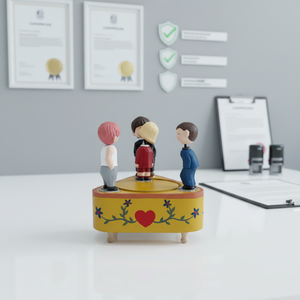Boîte à musique avec figurines de garçon et fille coquins s'embrassant, sculpture en bois magnétique rotative, entièrement faite à la main, cadeau d'anniversaire - Product Image 5