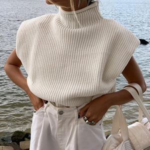 Commerce extérieur transfrontalier Automne Hiver <span class=keywords><strong>Pull</strong></span> sans manches à col haut en fibre acrylique couleur unie au crochet 27458P <span class=keywords><strong>Femme</strong></span> - Product Image 5