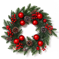 Guirlande Artificielle Délicate 60 cm avec Pommes de Pin et Baies Blanches pour Décoration de Noël 2026, Idéale pour la Maison et les Fêtes