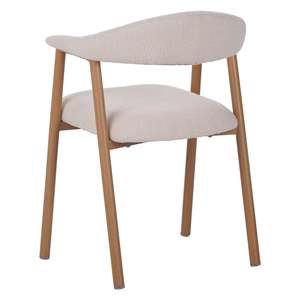Fauteuil de salle à manger ergonomique et élégant en tissu <span class=keywords><strong>beige</strong></span> avec structure en métal couleur chêne - Product Image 4