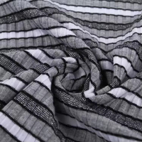 Tissu tricoté côtelé rayé élastique en polyester, rayonne et spandex, doux, de haute qualité, 5x5, 150 cm, pour pulls - Vente en gros