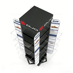 DIY 4-Sided Rotating Display <b>Rack</b> with Clear Acrylic Shelves Spinning <b>Shoe</b> <b>Stand</b> for Sneaker Store & Retail Store - Product Image 4