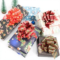 Ruban en plastique sérigraphié imperméable avec ligne dorée pour emballage cadeau de Noël, emballage de fleurs et de ballons