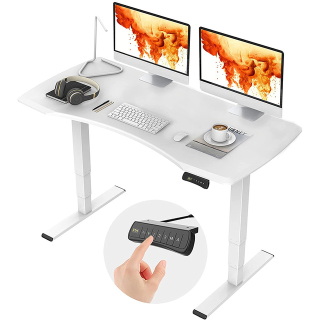 White Ergonomic Standing Office Desk Height-Adjustable Modern Design Sit Stand Desk Extendable Computer Desk