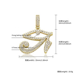 Colgante de <span class=keywords><strong>ojo</strong></span> de Horus de mitología egipcia antigua de alta calidad, collares chapados en oro de latón helado, joyería de <span class=keywords><strong>amuleto</strong></span> para hombres y mujeres - Product Image 2