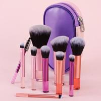 JLY Kit de 10 pinceaux cosmétiques professionnels portables pour le maquillage du visage et des yeux, pinceaux de maquillage de voyage