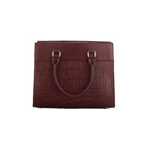 Sac fourre-tout en cuir de crocodile bordeaux avec fermeture à glissière, deux poignées, style minimaliste, toutes saisons, sac à bandoulière pour femmes de BD - Product Image 1