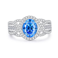 Bague en argent sterling 925 avec moissanite ovale de 2 carats en forme d'œuf de pigeon pour femmes, fabriquée par MUSHAN Jewelry Factory