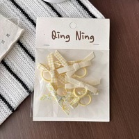 6 PCS Mini Jepit Rambut Elastis Gaya Korea Lucu untuk Anak Perempuan, Motif Bunga Kotak-kotak dengan Pita Kain