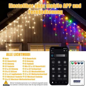 Guirlandes lumineuses LED en forme <span class=keywords><strong>de</strong></span> glaçons, application et télécommande, étanches IP44, 17 modes, minuterie pour salon, mariage, fête <span class=keywords><strong>de</strong></span> <span class=keywords><strong>Noël</strong></span>, Halloween - Product Image 2