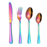Ensemble de couverts modernes en acier inoxydable poli miroir de haute qualité, fourchette, couteau, cuillère, coloris or et noir, pour la maison et la restauration