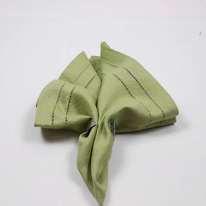 Solution de linge d'hôtellerie en gros : Serviette en lin faite à la main 60x60cm avec ourlet double couture pour mariages et hôtels - Product Image 1