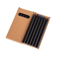 Crayons d'art miniatures 6-12 pièces, noirs, en bois, avec mine arc-en-ciel 7 couleurs, multicolores, créatifs, pour cadeaux promotionnels et enfants