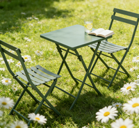 Ensemble de table et de chaises de jardin en métal pour l'extérieur, table pliante et 2 chaises, table de bistrot de jardin pour balcon extérieur