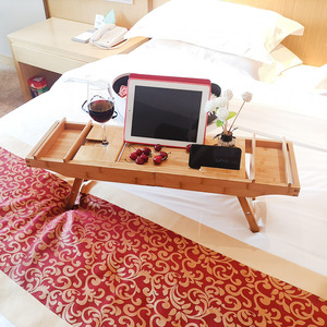 Table de lit multifonctionnelle en bambou, extensible et pliable, avec support pour tablette et téléphone, pour une utilisation en chambre - Product Image 1