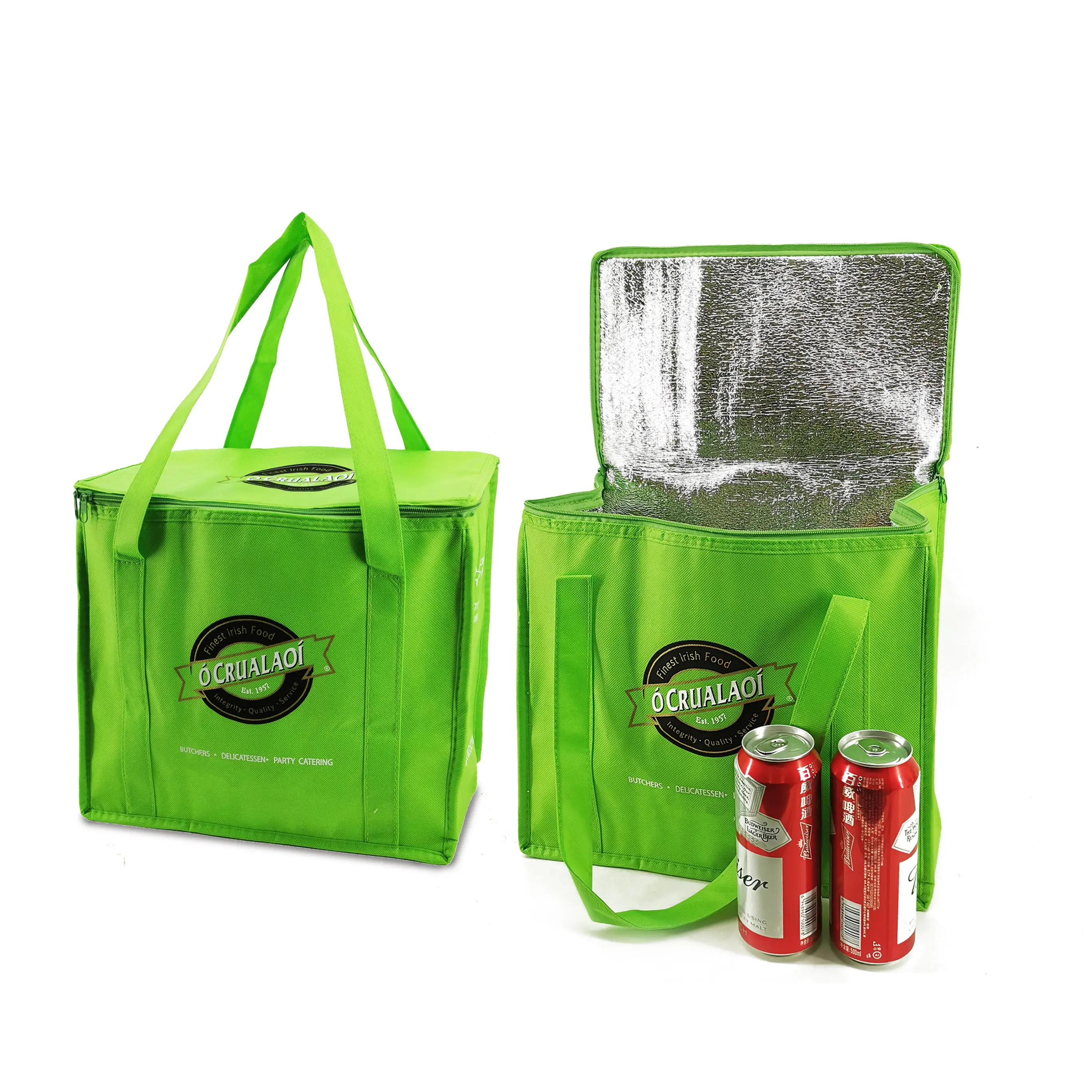 Large Capacity Custom Logo Reusable Tote Food Delivery Bag grocery Thermal Shopping Bag Insulated Cooler Bag Free Customized