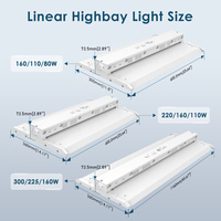 Stock USA 110W pour lampe linéaire High Bay avec 3 puissances et 3 températures de couleur réglables, éclairage d'entrepôt, garantie 5 ans, contrôle par capteur