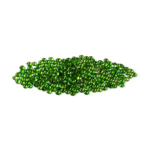 Permata Diopside hijau alami 2x3mm 3mm 4mm 3x4mm potongan bulat Oval grosir batu longgar kualitas tinggi ukiran permukaan hijau Diopside