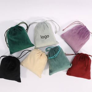 Pochette en velours personnalisée avec logo, cordon de serrage, petit emballage cadeau pour bijoux, boucles d'oreilles, bougies, artisanat - Product Image 2