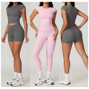 新品定制标志高品质主动穿女式套装运动服2件套瑜伽套装健身房健身套装 - Product Image 1