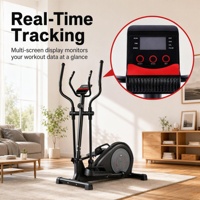Elliptique compacte 4,5 kg avec volant d'inertie, entraînement par courroie, écran LCD, compteur manuel, moniteur de fréquence cardiaque, pour entraînement à domicile