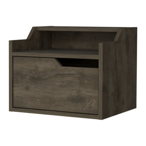 <b>Floating</b> Nightstand With Drawer And Dual <b>Shelf</b> Display For Bedroom <b>Wall</b> Mount Storage - Product Image 2