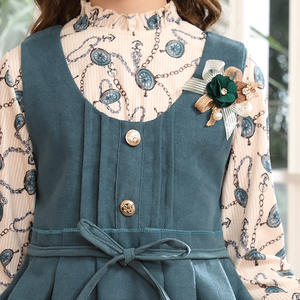 Haute qualité fille printemps automne robe en gros mode élégant enfants ensembles chaud à manches longues jupe deux pièces ensemble - Product Image 4