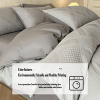 Ensemble de couette en jacquard gris de luxe, 4 pièces, 100% coton, style moderne minimaliste, texture 3D, ultra doux, respirant, style européen