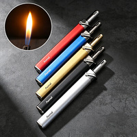 AM6302 Allume-cigare Gonflable Compact Nouveau Design Flamme Ouverte Longue Bande Personnalité Métallique pour Cadeaux d'Affaires Vente en Gros