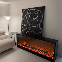 Nouvelle cheminée électrique à insert chauffant 220V avec télécommande, thermostat réglable, flamme artificielle de 55 pouces pour usage domestique