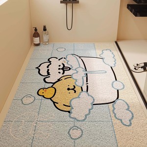 พรมเช็ดเท้ารูปสี่เหลี่ยมผืนผ้าลายการ์ตูนลูกสุนัขอาบน้ำ ผ้าไหมกันลื่น ระบายน้ำได้ สำหรับใช้ในห้องน้ำและห้องอาบน้ำ - Product Image 5