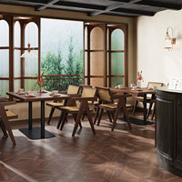 Combinaison Table et Chaises en Bois Massif pour Café, Restaurant, Bar à Thé, Restaurant BBQ, Hôtel – Rectangulaire, Occasion, Chine