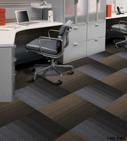 Dalles de moquette modernes pour bureau à domicile, à boucles, 50x50cm, en polypropylène, rayées, amorties, résistantes aux taches, antidérapantes