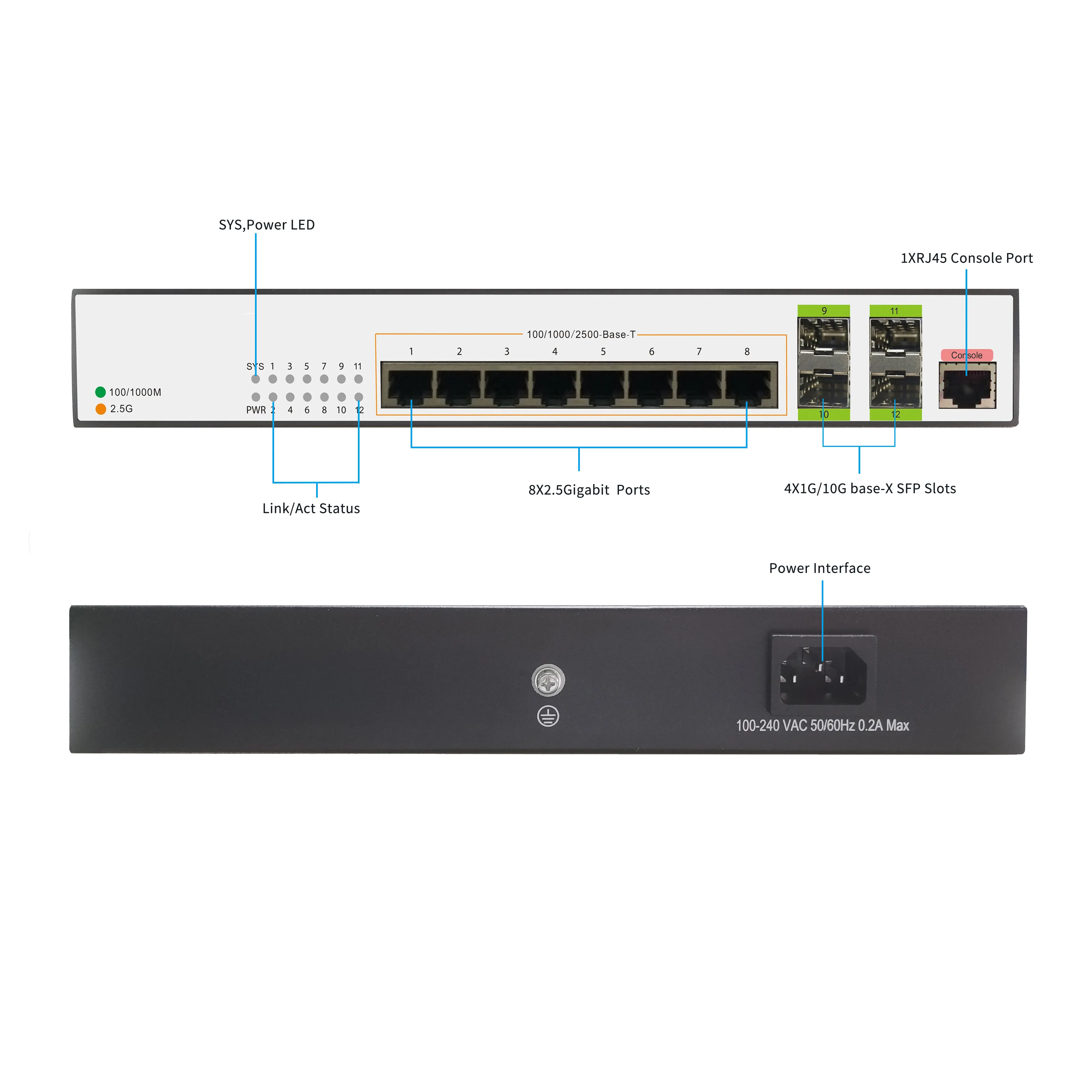 8 Port managed network Switch 2.5G ethernet Switch For IP Camera Network Switch 8 port