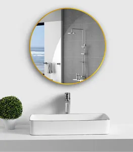 Factory Wholesale Modern Luxury Bathroom Dressing Table Metal Framed Round Large Big Explosion-proof Wall Mounted Mirror