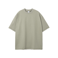 Kaos Pria Streetwear Longgar Drop Shoulder Warna Polos Kasual Tebal Musim Panas Lengan Pendek Katun Tebal Polos