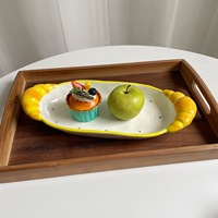 Assiette longue en céramique à pois, style américain minimaliste, créative et fraîche, avec double poignée, pour salade de poisson, pour la salle à manger.