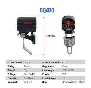 دراجة كهربائية 6-60 فولت مصباح أمامي ليد شوكة ضوء ملحقات دراجة كهربائية QD260 QD470 QD500 مصباح أمامي ألومنيوم <span class=keywords><strong>2</strong></span> <span class=keywords><strong>3</strong></span> 4 دبوس SM/قابس WP - Product Image 3