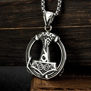 Viking Thor's Hammer Stainless Steel Pendant Necklace Men's Fashion Jewelry Gift <b>Dropshipping</b> Wholesale - Product Image 2